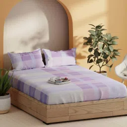 Bianca Laquasa Purple Cotton 144 TC 115 GSM Double Size Bedsheet With 2 Pillow Covers image 2