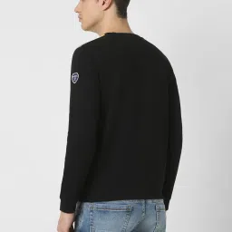 Peter England University Black Slim Fit Colour Block Sweatshirt image 2