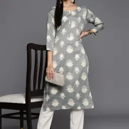 KSUT Grey Printed Straight Kurta image 4