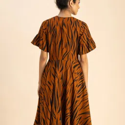 Moomaya Rust & Black Printed A Line Dress image 2