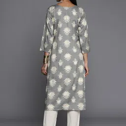 KSUT Grey Printed Straight Kurta image 2