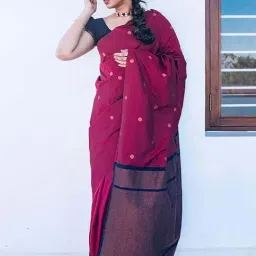 Anjaneya Sarees Purple & Green Silk Woven Saree With Unstitched Blouse image 2