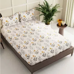 Bianca ENVOGUE Floral Beige & Grey 152 TC Fabric Double Bedsheet with 2 Pillow Covers image 3