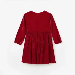 Fame Forever by Lifestyle Kids Red Cotton Applique Full Sleeves Dress image 2