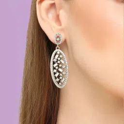 Sohi Silver Plated Party Designer Stone Drop Earrings image 2