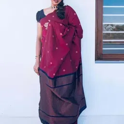 Anjaneya Sarees Purple & Green Silk Woven Saree With Unstitched Blouse-picture-24