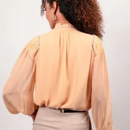 Strong & Brave Peach Rayon Viscose Solid Shirt image 2