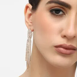 Sohi Silver Plated Designer Stone Party Dangler Earrings image 2