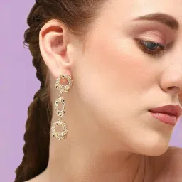 Sohi Gold Plated Party Designer Dangler Earrings image 2