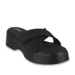 Metro Women's Black Cross Strap Wedges image 2
