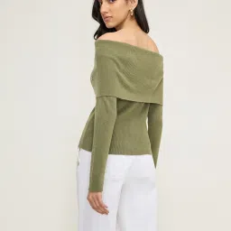 LOV by Westside Olive Diamante Embellished Ribbed Top image 2