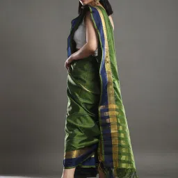 Saree Mall Green Woven Saree With Unstitched Blouse image 2
