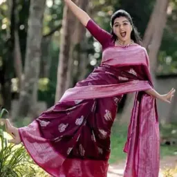 Anjaneya Sarees Purple Silk Woven Saree With Unstitched Blouse image 3