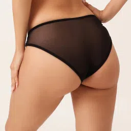 Clovia Black Lace Low Waist Outer Elastic Bikini Panty image 2