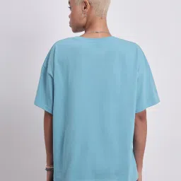 Lee Blue Cotton Graphic Print Oversized T-Shirt image 2