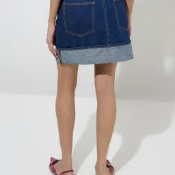 nuon women Nuon by Westside Dark Blue High-Rise Denim Skirt image 2
