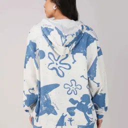 The Clothing Factory White Cotton Over Sized Printed Hoodie image 2