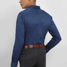 Allen Solly Blue Cotton Slim Fit Texture Shirt image 2