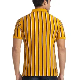 ColorPlus Yellow Tailored Fit Polo Striped T-Shirt image 2
