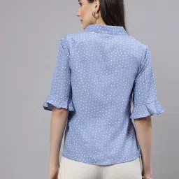 Style Quotient Blue & White Printed Top image 2