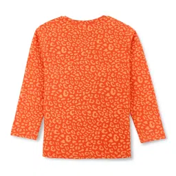 Gini & Jony Kids Orange Printed Full Sleeves Top image 2