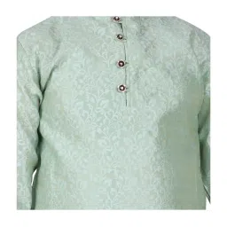SG Yuvraj Kids Green & White Self Full Sleeves Kurta Set image 5