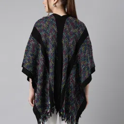showoffff SHOWOFF Black Striped Poncho image 2