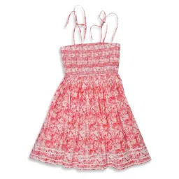 Butterfly Blush Kids White & Red Printed Casual Dresses-image-2