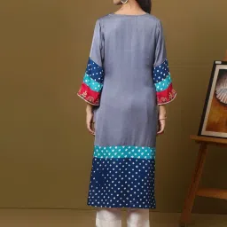 Spring Soul Grey Modal Silk Bandhani Kurta image 2