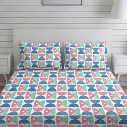 Layers Duracount Geometric Multicolor 225 TC Cotton King Bed Sheet with 2 Pillow Covers-image-21