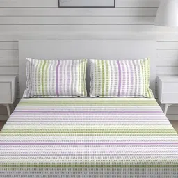 Layers Duracount Stripes Multicolor 225 TC Cotton King Bed Sheet with 2 Pillow Covers-image-21