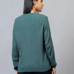 Cantabil Green Jacquard Full Sleeves Sweaters image 2