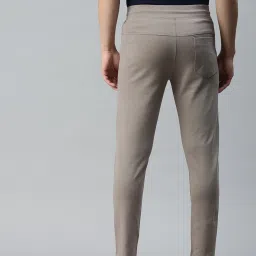 showoffff SHOWOFF Beige Cotton Slim Fit Solid Trackpants image 2