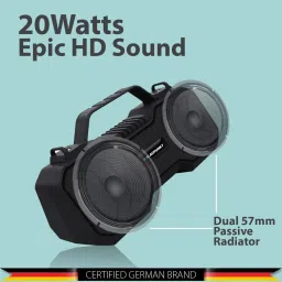 Blaupunkt Atomik BB20 Wireless Bluetooth Party Speaker 20W with Dual Passive Radiator (Black) image 2