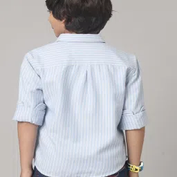 Under Fourteen Only Boys Blue Striped Full Sleeves Shirt image 2