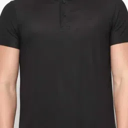Dida Black Polyster Regular Fit Solid T-Shirt image 5