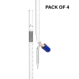 Supertek 100 ml QR Coded Burette Class A with Screw Type PTFE Needle Valve (Rotaflow) Stopcock, Individual Works Certificate, 77.103.0100QR (Pack of 4) image 2