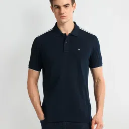Arrow Sport Blue Cotton Regular Fit Printed Polo T-Shirt-image-33