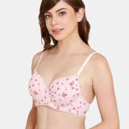 Rosaline by Zivame Pink Printed Half Coverage T-Shirt Bra image 3