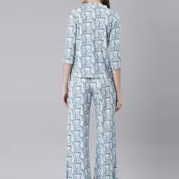 showoffff SHOWOFF Blue & White Printed Co-Ord Set image 2