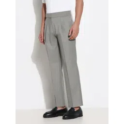 SHOWOFFFF Grey Regular Fit Solid Formal Trousers image 4