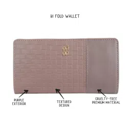 Baggit Purple Textured Small Bi-Fold Wallet for Women image 2