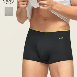 XYXX Grey & Black Mid Rise Trunks (Pack of 2) image 1