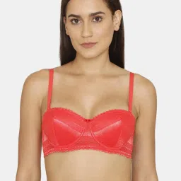 Rosaline by Zivame Red Lace Padded Bra image 1