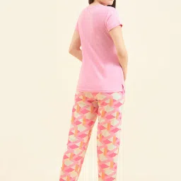 Sweet Dreams Pink Geometric Print Top With Pyjamas image 2