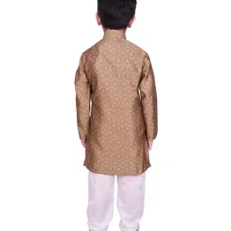 SG Yuvraj Kids Gold & White Self Full Sleeves Kurta Set image 2