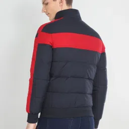 Arrow Sport Navy & Red Regular Fit Colour Block Quilted Jacket image 2