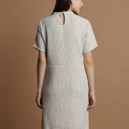 Allen Solly Grey Chequered Shift Formal Dress image 2