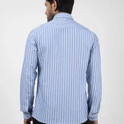 Numero Uno Blue Cotton Slim Fit Striped Shirt image 2