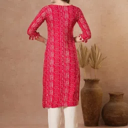 Fashor Red Regular Fit Printed Kurta image 2